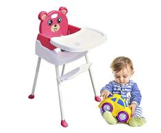 WUPYI2018 - Seggiolone pieghevole per bambini, altezza regolabile, con cintura di sicurezza, vassoio pieghevole