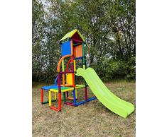 move and stic Toni Casetta Palafitta/Casetta Giardino Torretta Gioco con Scivolo per Bambini Piccoli per Cameretta per Bambini o Sala Giochi Genauso Adato Come in Giardino