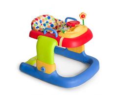 Hauck 2 in 1 Walker Girello Bambino Primi Passi Evolutivo da 6 Mesi a 12 kg, Multifunzionale con Ruote, Centro Giochi e Seduta Rimovibile, Regolabile in Altezza, Dots (Multicolore)