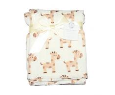 KAV Coperta in morbido pile – 75 x 100 cm – morbida unisex carrozzina per culla culla Mosè cesto stampa giraffa set regalo per neonati/ragazzo, neonato (beige)