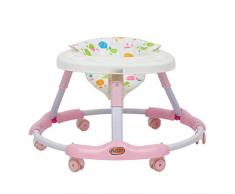 AJAMQ Girello Anti-O-Leg, Girello Regolabile in Altezza, Girello 2 in 1, Pieghevole con Freno, Girello Variabile Antiribaltamento, per Bambine 6-18 Mesi,Rosa
