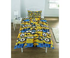 Prodotto ufficiale Cattivissimo me, piumone/copripiumino per letto singolo da bambini, set biancheria da letto per bambini, ragazzi e ragazze, fantasia Minions, Minions Army, Singolo