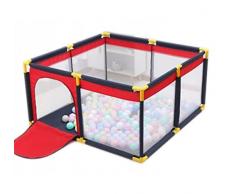 Box per bambini, box per bambini, recinto di sicurezza per bambini, box portatile a casa, 130 x 130 x 65 cm, colore: navy/rosso/giallo