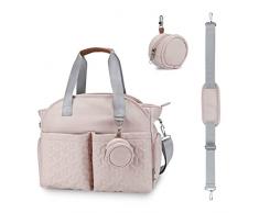 SONARIN Multifunzionale Elegante Borsa Fasciatoio per Neonato,Grande Capacità Impermeabile Borsa Cambio Borsa a Tracolla Portatile Borsa per Pannolini da Viaggio con Borsa Ciuccio(Rosa)