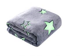 Winthome Coperta Glow in The Dark - Coperta Bambini Morbida Flanella, Plaid Bambini Soffice, Divertente, Coperta Pile Bambino per Ragazzi e Ragazze, Regalo, Tutte Le Stagioni (Stella, 130x170cm)