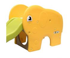 LittleTom Scivolo a forma di elefante 153x50x73cm ondulato per bambini piccoli a partire da 1 anno Giallo Verde