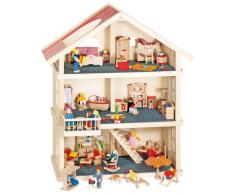 Goki- Casa delle Bambole in Legno, Colore Beige/Rosso, 51957