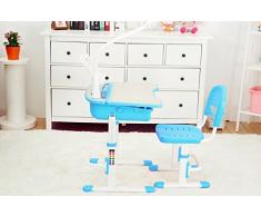 Scrivania Tavolo Sedia Ergonomica Per Bambini Basculante Scrittoio Set Di Mobili Altezza Regolabile Per Lapprendimento Lampada LED Per Computer Cassetto Blu Blue