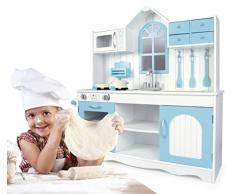 Leomark Cucina Exclusive Royal Azzurro Giocattolo Per Bambini Gioco in Legno Giocare D'imitazione Accessori Per Cucina Educazione Tavola Fornello Divertimento Baby Toys