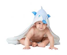 Asciugamano Neonati - 100% Spugna di Cotone Bio, OEKO TEX - Accappatoio neonato 70x70 cm, 0-12 Mesi - Blu