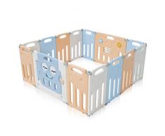 Baby Vivo Box Bambini Recinto Cancelletto Pieghevole Sicurezza Barriera Giochi Protezione 14 Elementi in Blu e Beige - Luna