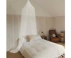 Jeteven Letto Baldacchino Zanzariera Bianco Pizzo Cupola Baldacchino da Letto per Bambini Principessa, Altezza 250cm/98.4''