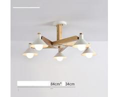 PLLP Le lampade da soffitto in legno massello in stile nordico, i lampadari della sala da pranzo, le lampade da studio dei bambini della camera da letto dal design minimalista ed elegante.,bianca,8 capi (con tel