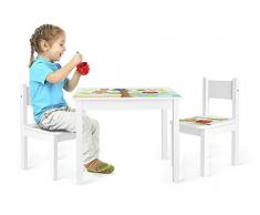 Leomark Yeti Tavolo e 2 sedie in Legno, tavolino Set da cameretta per Bambini, Gioco di Gruppo in Classe, mobili per Bambini, Stanza dei Bambini mobili Alta qualità Stabile, Tema: Gufi