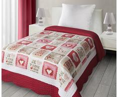 Eurofirany CHON/D/P/Love/02Â Patchwork Copriletto love02Â per bambini, Microfibra, rosso, 210Â x 170Â x 2Â cm