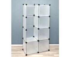 Ts Ideen 5114 Mobile da Bagno, Armadio da Cameretta, 8 Scomparti con 5 Sportelli, Polipropilene, Bianco