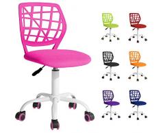 Sedia ergonomica da scrivania cameretta computer casa studio ufficio studenti adolescenti, ideale per bambini. Regolabile in altezza e girevole a 360° - Rosa