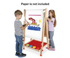 Arkmiido Lavagna in Legno,Cavalletto per Disegno,Lavagna per Bambini Multiattività ,Lavagna per Dipingere,Giocattolo per Bambini 4 5 6 7 8 9 Anni