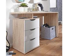 FineBuy Scrivania Ufficio Sonoma/Bianco 120x76x53 cm Legno Tavolo con Cassetti | Scrivania PC Cameretta Moderno | Design Scrivania