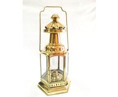 Vintage ottone nautico marittimo a sospensione nave ~ colore nave da carico olio lampada 30,5 cm