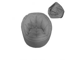 Rebecca Mobili Pouf A Sacco, Puff Cameretta, Poliestere, Grigio, Da riempire, Con Cerniera - Misure: 70 x 75 x 75 cm (HxLxP) - Art. RE6521