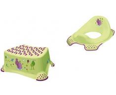 Set di Due Hippo Verde Supporto Wc + Sgabello + Asciugamano di Bambino