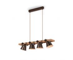 Briloner - Lampada a sospensione in legno, lampada a sospensione rustica, girevole, E27 max. 40 Watt, lampada da sala da pranzo retrò, grigio antico