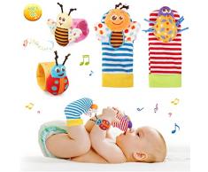 Ballery Baby Rattle Neonato, 4 Pezzi Sonaglio Neonato Calzini da Polso a Sonaglio Giochi Neonato Montessori per Neonati o Ragazze per Bambini di 0-3, 3-6, 6-12 Mesi