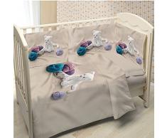 Ipersan My Sweet Cat Fine-Art Set 3 Pezzi Copripiumino Lettino Fotografico, Piazzato, Cotone, Beige/Bianco/Lilla