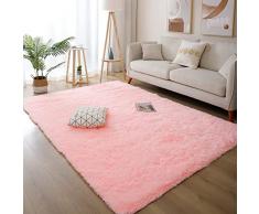 Evitany Morbida Soffici Tappeti Tappeto a pelo lungo, Tappeto durevole antiscivolo aggiornato, Moderni Tappeto a Pelo Soggiorno per Bambini Camera da Letto Home Decor Nursery Tappeti(rosa,160x230cm)