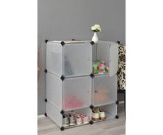 TS Ideen 5133 Armadietto Completo di Vani per Le Scarpe, Mobiletto da Bagno, Armadio da Cameretta, Bianco Trasparente
