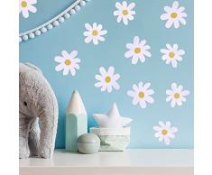 36 adesivi da parete per cameretta dei bambini, colore bianco, margherita, autoadesivi, da parete, decorazione da parete, per ragazze e ragazzi, cameretta dei bambini, decorazione (bianco)
