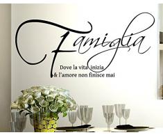 ADESIVI MURALI FRASI CITAZIONI FAMIGLIA AMORE CASA Wall Stickers Adesivo Murale Frase Scritta Muro Home Decorazione interni Frasi e Citazione