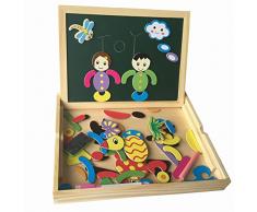 Fajiabao Puzzle Magnetico Legno Lavagnetta Magnetica Giochi di Legno Doppio Lato Puzzle Montessori Giochi Educativi Costruzioni Legno Lavagna Magnetica Per Bambini 3 4 Anni
