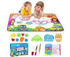 PHYLES Doodle Tappeto Magico, 87 x 57cm Disegno Magico Mat 6 Colorati Acqua Disegno di Doodle Scribble Boards- Giocattolo Gioco Educativo Regalo per Bambini