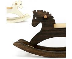 Modellino a Dondolo in Legno Lavorato a Mano con Motivo Cavallo a Dondolo 11.8 Pollici Scultura Design Animale Soprammobile Monile Decorazione della Casa (Noce)
