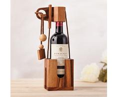 Rompicapo in Legno Scuro per Bottiglie di Vino - Confezione Regalo - Scatola Regalo - Gioco Rompicapo - Giochi di Pazienza - Idee Regalo Originali - Regali di Natale - Matrimonio