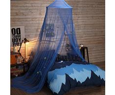 Uarter boho principessa zanzariera a baldacchino Girls zanzariera letto conico tende tenda da gioco per bambini con stelle per bambini, blu