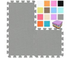 qqpp Tappeto Bambini Puzzle con Certificato CE in Morbido Gomma Eva | Tappeti da Gioco per Bambina | Tatami. 18 Pezzi (30 * 30 * 1cm), Grigio. QQC-Lb18N