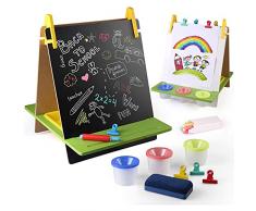 Veluoess 3 in 1 Bambini che Disegnano Lavagna, Multiattività Lavagna per Dipingere Tavolo da Disegno Doppio Lato Cavalletto per la Pittura Regalo Educativo Giocattolo per Ragazzi e Ragazze