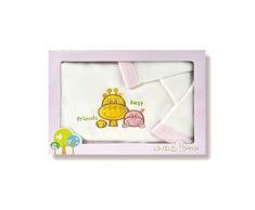 Pekitas SC2016mini-RS2 – Set di 3 pezzi per bebè con stampa di giraffa, lenzuola tipo coralina, set per mini-culla, 80 cm di lunghezza x 50 cm di larghezza, bianco rosa, unisex