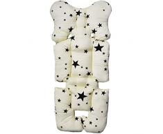 Cuscino Passeggino Universale, Lelestar Cuscino Riduttore di Cotone Copriseduta per Seggiolone Confortevole Riduttore Seggiolino per Auto, Carrozzina Protezione di Corpo (Bianco (White Star))