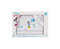 Interbaby MK005-18 Lenzuola Carrozzina Neonato 100% Cotone Disney Mickey Bianco E Grigio - 180 g