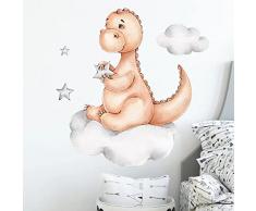 Adesivo da parete Dinosauro DIY Removibili Decorazione Murale Nuvole Adesivi da Parete Art Cartone Animato Adesivi Murali per Asilo Nido Ufficio Cucina Soggiorno, 45x60cm Adesivo Murale