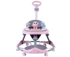 AJAMQ Girello Multifunzionale E Pieghevole per Bambini 6-18 Mesi, Regalo per Bimbo, Altezza Regolabile in 4 Livelli, Materiale Sicuro, Ruota Universale con Dispositivo Antiscivolo,Rosa