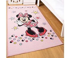 Disney Home Tappeto da gioco per bambini, con licenza ufficiale, per la cameretta dei bambini, antiscivolo, lavabile in lavatrice, motivo: Minnie, 80 x 120 cm