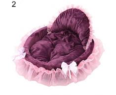 quanjucheer cucciolo di cane gatto morbido pizzo letto, principessa Bowknot Doghouse caldo basket letto cuscino per Pet