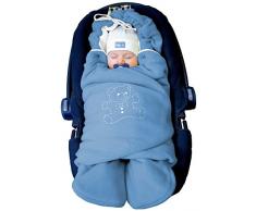 ByBoom® - Copertina invernale avvolgente per il bebè"l'originale con l'orsetto", universale per ovetto, seggiolino auto, p.es. per Maxi-Cosi, Römer, per passeggino, buggy o lettino, Colore:Blu/Bianco
