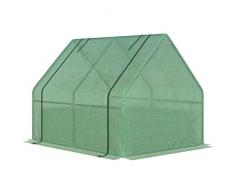 Outsunny Mini Serra per Piante, Serra da Terrazzo con Letto da Giardino , Serra da Balcone Invernale con Copertura in PE e Finestra Avvolgibile, 127x95x92cm, Verde