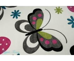 Merinos - Tappeto a pelo corto bambini, motivo farfalle, bordo con taglio a vista, disponibile in 3 misure, colore: Bianco/Rosa/Grigio/Verde/Turchese motivo bambini 200 cm x 290 cm beige